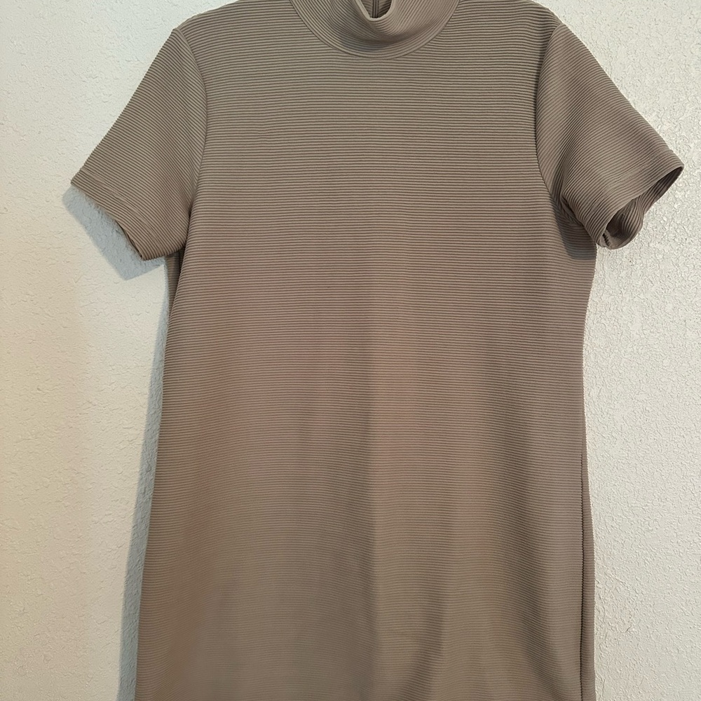 Vintage New York & Company Beige Ribbed Knit Mini Dress